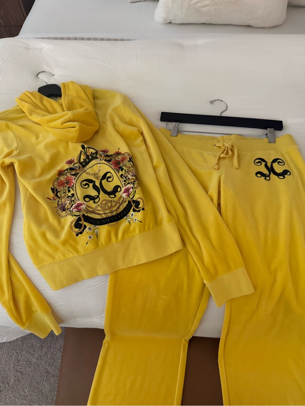 Juicy Couture Yellow Velour Hoodie & Jogger tracksuit Y2K vintage